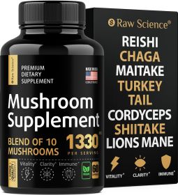 Mushroom Supplement Shiitake Lions Mane Capsules Nootropic Mushroom Complex with Reishi Turkey Tail Chaga Extract Cordyceps Powder Brain Focus Support