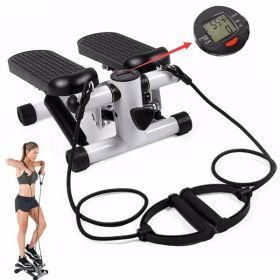 Mini Stepper with Resistance Band, Stair Stepping Fitness Exercise Home Workout Equipment for Full Body Workout,Step Machine with LCD Monitor