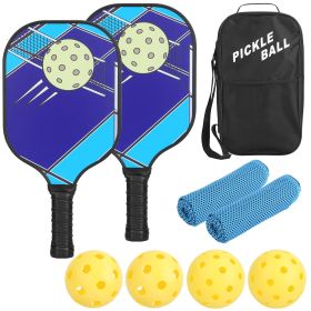 1Pc Pickleball Set 2 Fiberglass Paddles 4 Outdoor Indoor Balls Portable Carry Bag 2 Cooling Towel Lightweight Ergonomic Grip for Beginners Pros