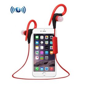 Bluetooth Headphone with Secure Ear Hook and Remote (Color: Black)